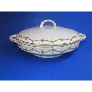 Heinrich H & C Selb Covered Vegetable Bowl Bavaria Electra Garland Swags